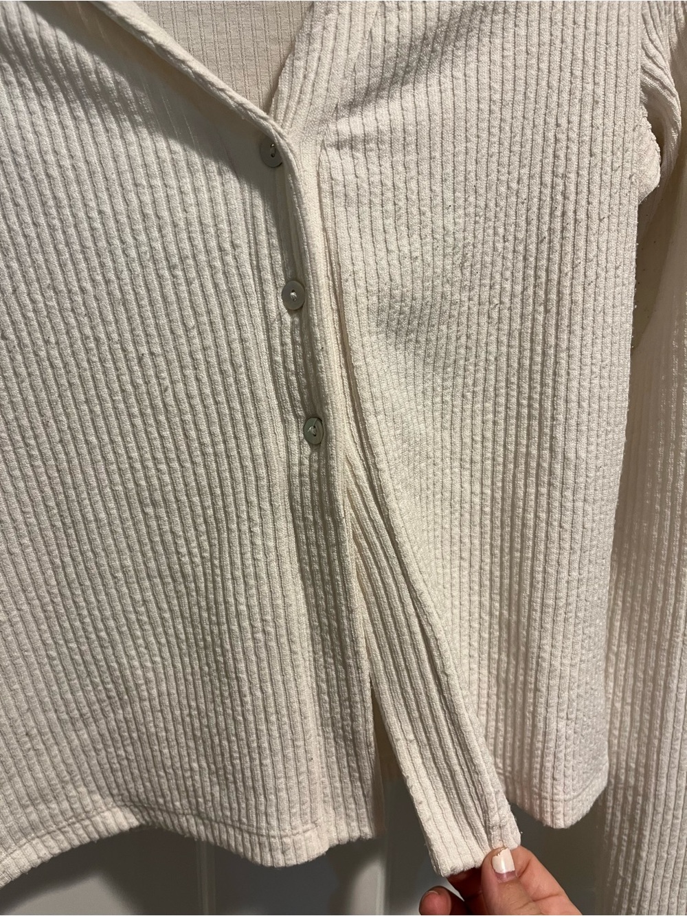 Divided Cream Ribbed Button-Front Long Sleeve Top - Picture 2 of 5
